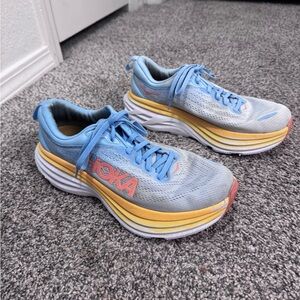 Hoka Blue and Yellow Running Shoes